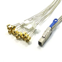 0.3M Mini SAS HD (SFF-8644) to (16) SMA RF Coax Cable